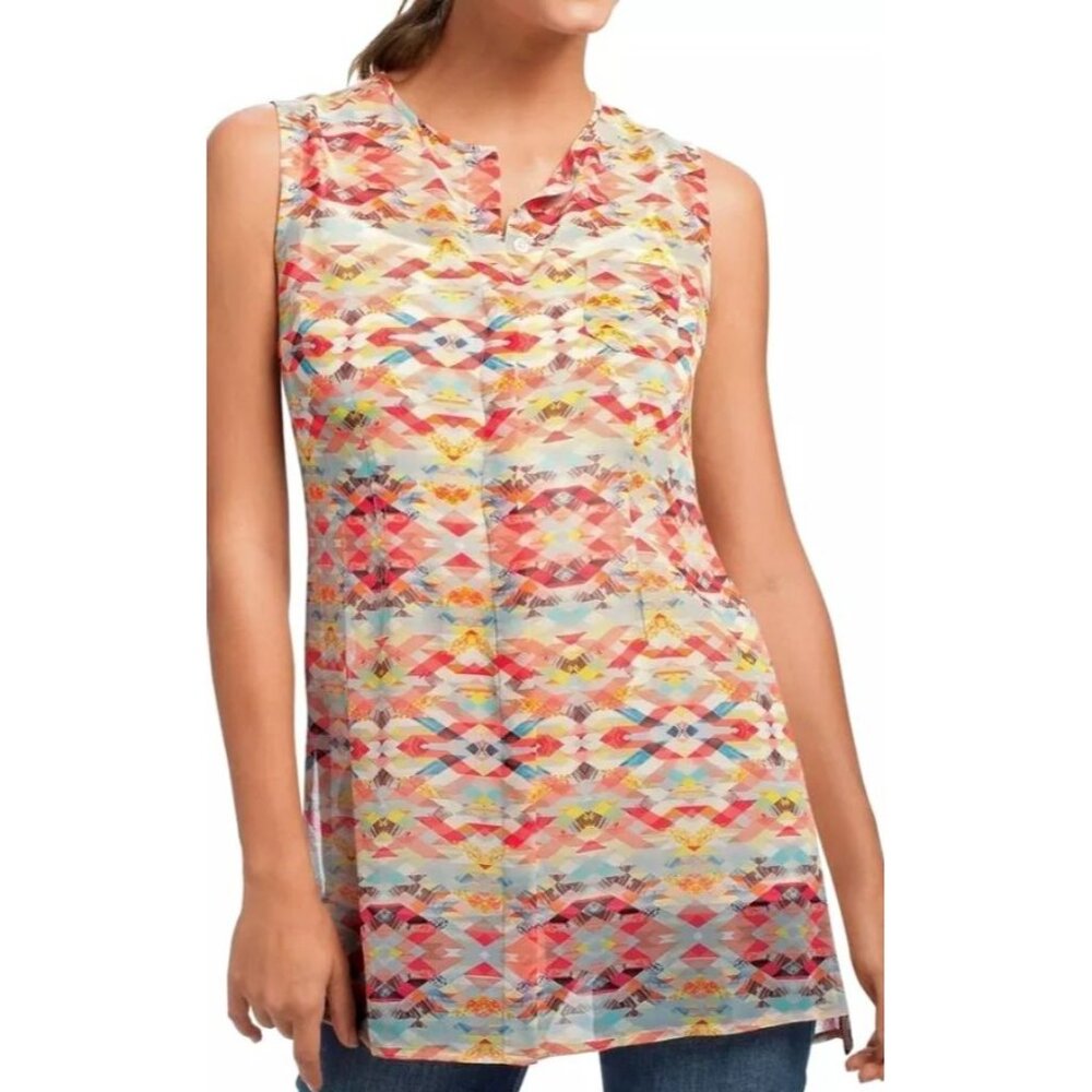 Cabi Avery Aztec Tunic Tank Top Womens Size S Multicolor Geo Sleeveless Boho